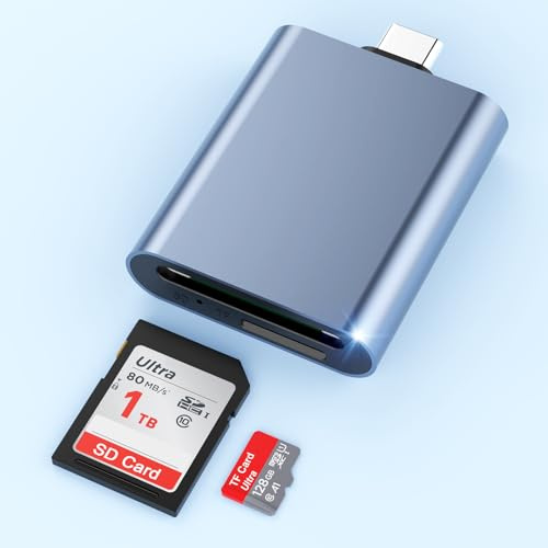 USB C SD Card Reader Aluminum Micro SD Card Adapter 5Gbps High-Speed Supports SD and TF Card, Type C Camera Memory Card Reader Compatible with iPhone 16 15/Samsung S24 S23 S22/Google/Pixel MacBook Pro
