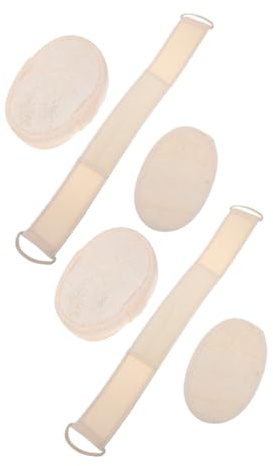 Set de Esponjas de Lufa para Ducha 2 Juegos Beige Algodón | Limpieza Corporal y Exfoliación, Fácil de Limpiar, Ayuda a Mantener la Piel Sana