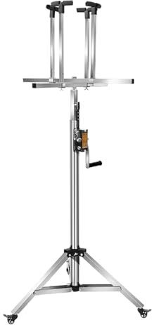 DKPLOE Plattenheber Trockenbau Profi, Verstellbarer Teleskoparm Mit Feststellbaren Rollen Höhe 3.4m/3.7m/4.3m Leicht Zu Verschieben Aus Verzinktem Stahlrohr Stabil Und Langlebig(3.7M)