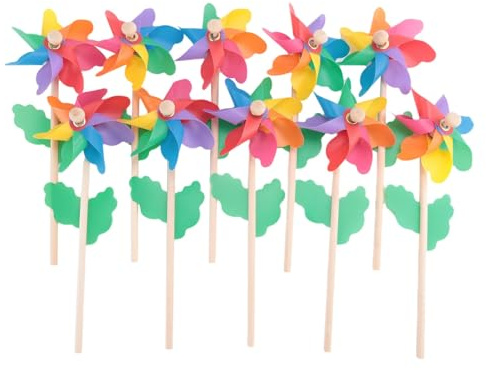 Asyduey 10 StüCk Stick WindräDer, Windräder DIY Windräder Set für Kinder Spielzeug Garten Rasen