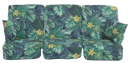 PATIO Hollywoodschaukel Auflage 180 cm Rimini/Venezia 3 Sitzauflagen mit Seitenkissen Gartenbankauflage Volant vorne