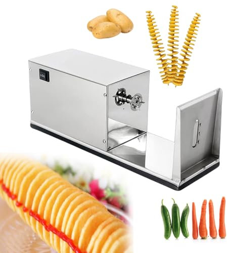 aallwwsso Rebanadora de Verduras en Espiral,Cortadora de Patatas con Cortador de Espiral eléctrico, Rebanadora de Patatas eléctrica, Papas Fritas, Rebanadora de Patatas en Espiral