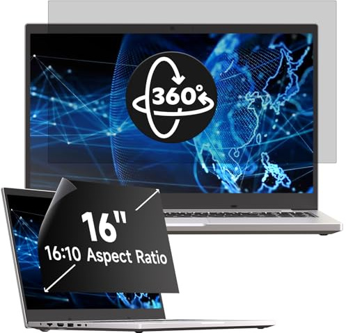 Mamol 360°Sichtschutz für 16 Zoll Laptop 16:10, Abnehmbarer Sichtschutzfolie, Anti Blaulicht Blendschutz Blickschutzfolie Displayschutz für Lenovo Hp Dell Acer Asus Thinkpad Envy Xps