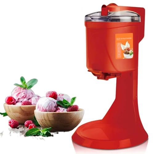 Máquina para hacer helados italianos de 1000 ml, máquina para hacer helados suaves caseros, mini máquina automática para hacer conos de yogur,Red