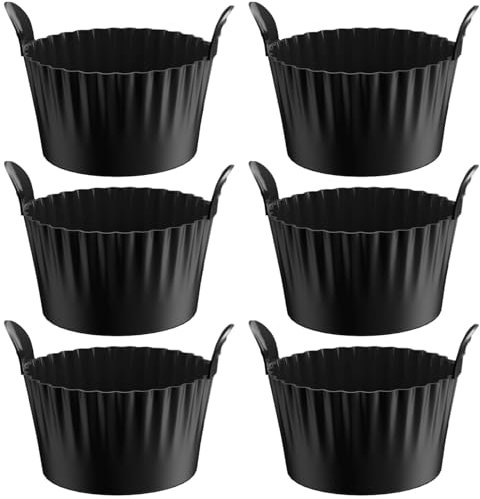 Amusingtao Lot de 6 ramequins en silicone pour friteuse à air, moules à muffins réutilisables en silicone, résistants à la chaleur, accessoires pour friteuse à air, œufs au plat (couleur : noir)