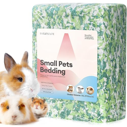 BUCATSTATE Hamster Bedding 15L, 99% Dust-Free Guinea Pig Paper Bedding Odor Control Paper Bedding, Cozy Small Animal Bedding for Rabbit Rat Syrian Dwarf Hamsters Gerbils (Mint Green)