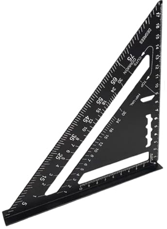 Righello triangolare, goniometro metrico, strumento di misurazione in alluminio, 18 x 18 x 2 cm, design di precisione, struttura in lega di qualità, ideale per la lavorazione del legno, ingegneria