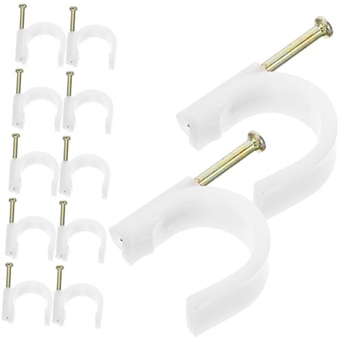KITANDOVE 50piezas Clips De Cable De Abrazaderas Para Cables y Extensiones Instalación y Resistente Para Organizar Casa y Color Blanco