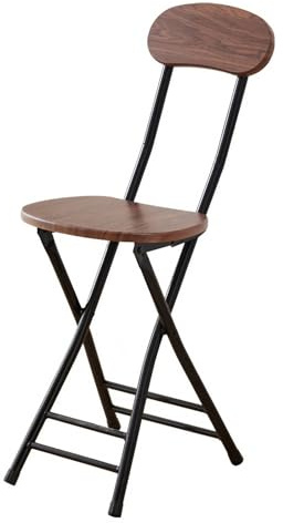 DECAKE 17,7 Zoll Klappbarer Barhocker aus Holz mit Rückenlehne, Klappbarer Frühstücksstuhl für Erwachsene, Tragbarer Stuhl in Thekenhöhe für Küche, Schlafsaal, Café (Walnuss)