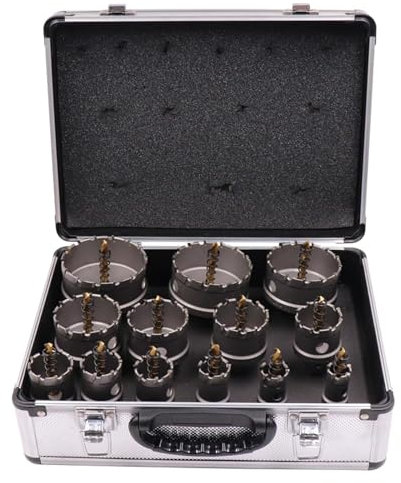 19–75 mm Lochsägen-Bohrer-Set, Lochsägen-Set for Hartmetall, Hartmetall-Metallkernbohrer, Lochsägenschneider mit Box, for Edelstahl, Aluminiumlegierung, Metall, Holz, Kunststoff