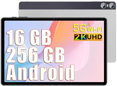 BIEGEDY Tablet 11 Pulgadas Pantalla 2K PC 16GB RAM + 256GB ROM + TF 1TB, Tableta Octa-Core 2.0 GHz /10000 mAh /8MP+20MP+2MP Macro/2000 * 1200 Pixels / 5G WiFi/Tapa Metálica Plata