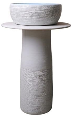 HTTGDGDH Badezimmerwaschbecken, Säulenwaschbecken, Kleines Standwaschbecken Für Drinnen Und Draußen, Keramik-Standwaschbecken-Kombination Mit Wasserhahn, Abflussset Und Spiegel-St(002-One Size)
