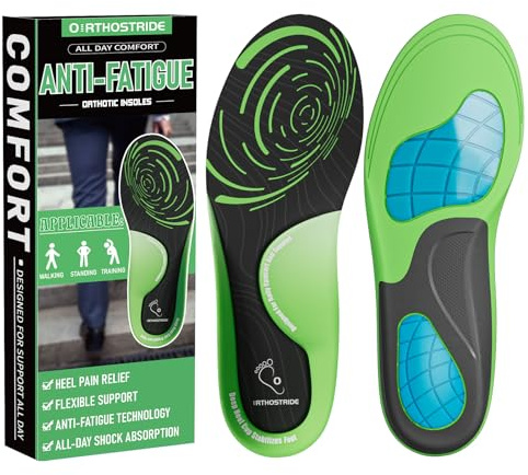 Orthostride Work Comfort Orthotic Insoles,Effective Anti-Fatigue Shoe Inserts,Provide Long-Lasting Shock Absorption with Gel,Relieve Everyday Foot Pain for Men and Women-M