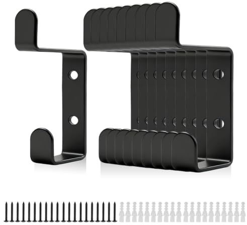 WJUAN 10 Crochets Porte-Manteau Mural pour Panneaux Acoustiques 13mm - Noir Mat, Fer Robustes, Patère Murale Design