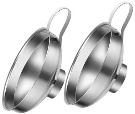 DIYEAH Embudos Metálicos de Acero Inoxidable de Boca Ancha Juego de 2 Unidades Grandes para Conservas y Transferencia de Líquidos y Sólidos Cocina Resistentes y Fáciles de Limpiar para