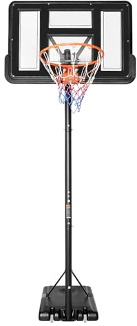 Basketballkorb Outdoor mit Ständer 1,7-3,05m höhenverstellbar Transportable Basketballständer mit Rollen und Vergrößertes PET-Backboard