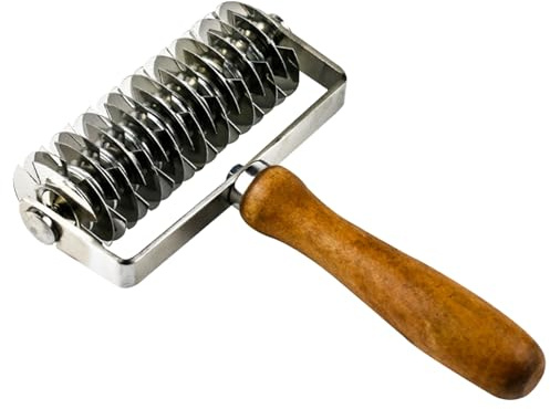 Rouleau coupe-treillis en acier inoxydable, manche en bois pour la croûte à tarte, la pizza et la cuisson du bœuf Wellington