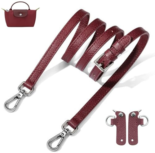 Schulterriemen aus Leder für Long Champ Mini Tasche Damen, Rindsleder Taschen Riemen Umrüstsatz Ersatz Verstellbaren Crossbody Schultergurt für Le Pliage Small Tasche
