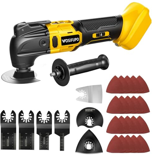 Cordless Oscillating Tool for Dewalt 20V Battery,6 Variable Speed Brushless-Motor Tool,30Pcs Oscillating Multi Tool Kit for Cutting Wood Drywall Nails Remove Grout & Sanding