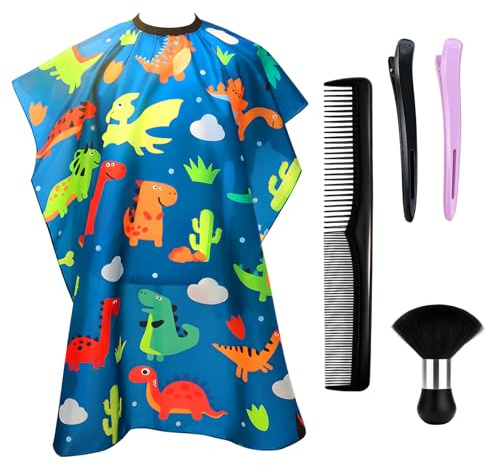 RQcMid Friseurumhang Kinder, 5-teiliges Set mit Auffangfunktion, Umhang Haare Schneiden, Barbershop Zubehör, Inklusive Kamm und Haarklammern, Ideal für Kinder und Erwachsene Friseursalon Zubehör