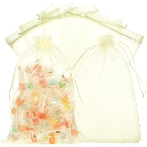 HEATSHAKING 50 Stück Kleine Organzabeutel mit Kordelzug Leichte Verpackungsbeutel aus Organza 20x30cm für Hochzeit und Weihnachten als Gastgeschenktüten