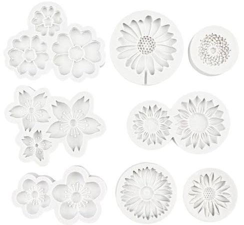 LUDHEP Set di 8 Stampi in Silicone per Candele, Fiori, Margherite e Sakura, Stampi 3D per Candele, Cioccolato, Fondant e Resina, Accessori per Creazioni Fai Da Te e Decorazioni Domestiche