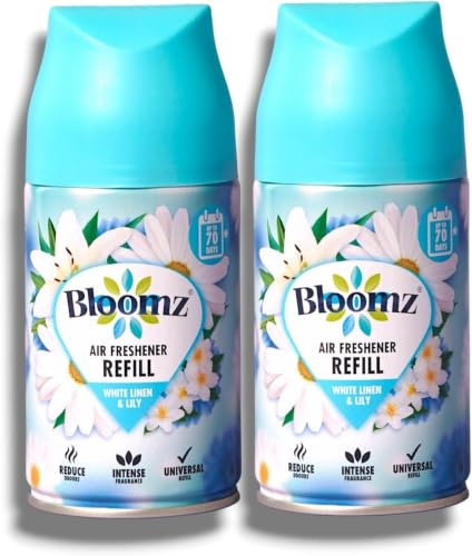 2x Blōōmz | Air Freshener Refill - White Linen & Lily Fragrance | 70 Days Long Lasting, Intense Odour Reducing | 250mL Each