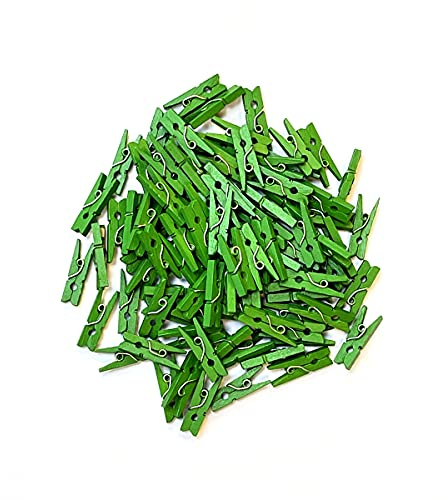 arkCRAFT Lot de 100 Mini Pinces à Linge en Bois (Vert)