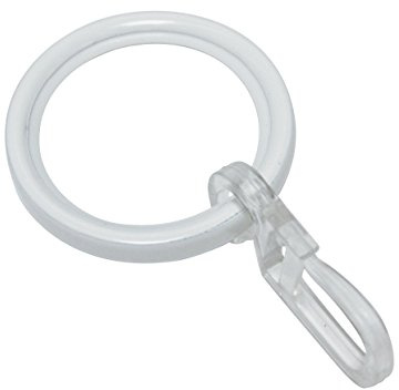 GARDINIA Anillo de cortina con 20 mm de diámetro, Inserciones deslizantes y gancho plegable, 10 piezas, Serie Chicago, Ancho 4 mm, Metal, Blanco