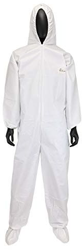 West Chester 3609 Polypropylene PosiWear BA: Breathable Advantage Microporous Coverall – [Pack of 25] Medium, Safety Overall with Boots, Attached, Hood Elastic Wrist, Ankle