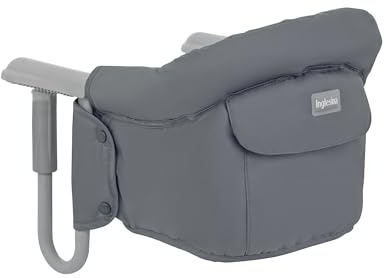 Inglesina Fast, Seggiolino da Tavolo Pieghevole, Grigio (Grey), Facile Trasportare, Lavabile, Installazione Sicura, Fino a 15 kg, 35 x 27 42 cm