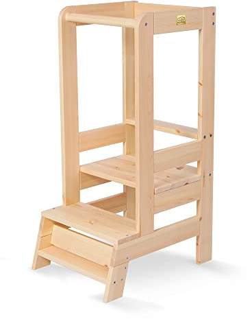 MEOWBABY Torre Montessoriana in Legno per Bambini - Torre di Apprendimento, Learning Tower, Naturale