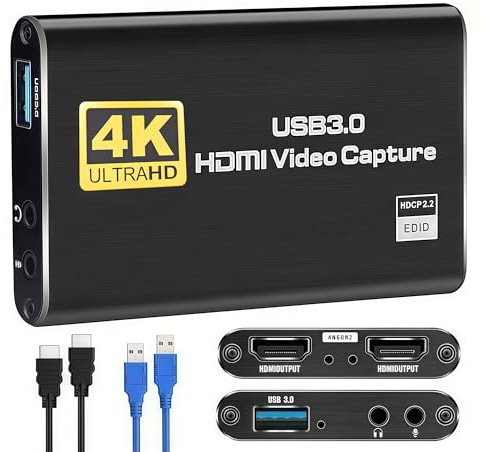 GRACETOP VHS to Digital Converter, USB 2.0 Video Adapter with Audio Capture, Video Grabber with Scart AV Adapter, Links VCR Camcorder to PC, Windows 2000, XP/Vista, Black