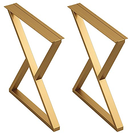 Suwooy 2 Stück Industrie-tischbeine, DIY-metallmöbelbeine, Stehtischbeine, Tischfüße, Stahlmöbel-stützfüße, Möbelfüsse Schwarz/Gold, Mit Verstellbarer Rutschfester Basis,Gold-50×100cm/19.7×39.4in