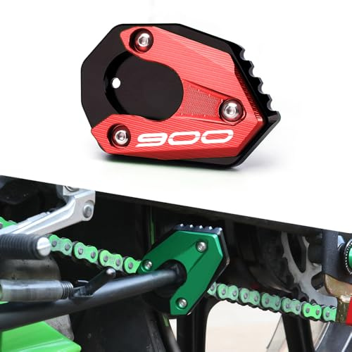 Modeer Kompatibel mit Z900 2017-2025 Motorrad CNC-Stütze Verlängerungsplatte Ständer Seitenständer Pad z 900 z900 Zubehör (Rot)