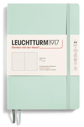LEUCHTTURM1917 367272 Notizbuch Medium (A5), Softcover Schreibbuch, 123 nummerierte Seiten, Mint Green, dotted