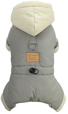 Izefia Hundemantel Winddichte Jacke Kalter Wettermantel 4-Beine Warmer Jumpsuit Winter Dicker Mantel Schneefeste Kleidung Baumwolle Hundemantel für Kleine Hund Mittlere Katze
