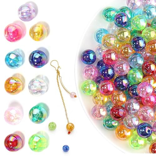 MaTeco 800 Stück Perlen zum Auffädeln Bunte Bastelperlen Große Perlen 8mm | PerlenRund Bastelperlen zum Auffädeln für DIY Schmuckherstellung Armbänder Halsketten Basteln(Farbe)