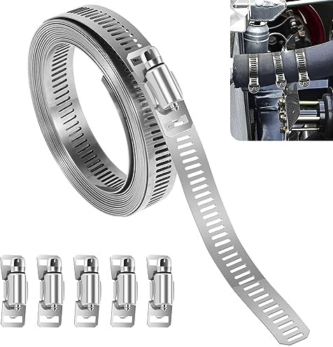 Stainless Steel Jubilee Clips,118inch DIY Large Hose Clamps Worm Drive Hose Clamps Adjustable Pipe with Screw Clamp 6 Pcs for Radiator/Automotive/Mechanical Plumbing/Tube and Fuel Line(118inch)