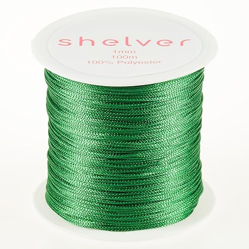 1mm String x 100m, Nylon Cord, Available in 26 Colours, Bracelet Making, Other Crafts (GREEN)
