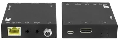 ACT HDMI Extender Set, HDMI over Ethernet 60m über CAT6, Metall - AC7811 | 2-Port USB 3.0, 4-Port USB 2.0, Gigabit Ethernet, 3.5mm Audio Jack Mikrofon und Kopfhörer