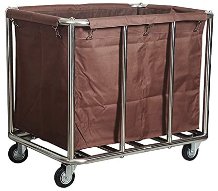 YOtat Chariot De Tri De Linge D'Hôtel avec roulettes Silencieuses Et Sac Amovible, Grand Chariot De Ménage Portable pour Vêtements Sales, Charge 150 Kg (Marron)