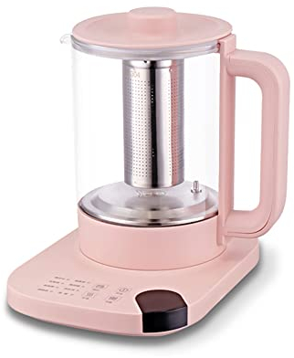 Bouilloire électrique 1,8 L 800 W avec arrêt automatique et filtre anti-calcaire Boom rapide sans BPA Verre avec bouilloire électrique borosilicate, rose avec filtre, trois anneaux (Rose avec filtr