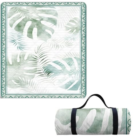 Hayisugal Picknickdecke 200x200 cm Verdickte Stranddecke Sandfrei Wasserdicht Campingdecke Picknickmatte Tragbare Picknickdecke für Strand,Picknick,Wandern,Park,Reisen, Pflanzen N, 150 x 200 cm