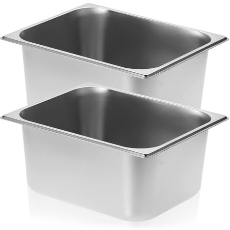 SUMNACON 2 Packs Stainless Steel Ice Buckets Ice Cube Basin, Large Capacity Wine Beer Basin Champagne Bucket Freezer-Safe Ice Storage Bucket Fruit Drink Storage Organizer for Party (Large)