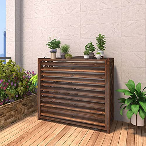 BOKNI Puesto de Flores para Exteriores, Cubiertas de Aire Acondicionado para Exteriores, Madera Maciza, Soporte para Plantas, Soporte para Flores para Unidades Exteriores, diseño de contraventana/