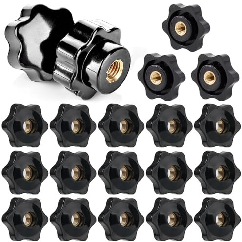 TESSTSY 20 Stück Sterngriffmutter M6, 25 mm Durchmesser Äußerer Flügelmutter, Rändelschraube Innengewinde Messing, Rändelmutter m6, Rändelgriffmuttern für Maschinen, Industrie, Möbel