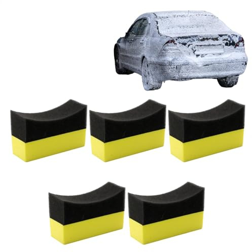 Éponges de cire de pneu en forme de U - Applicateur de brillance pour pneus de voiture | 5 tampons en mousse pour polissage des pneus, accessoires de détail de voiture parfaits pour le nettoyage et