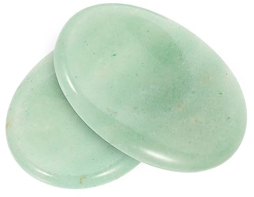 Healeved 2pcs Natural Worry Stone Stress Relief Finger Thumb Massage Stone for Anxiety Portable Household Scraping Plate for Relaxing