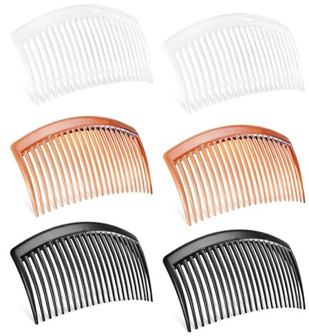 6PCS 3.15IN Hair Side Comb with 3 Colors, Professional Barber Comb for Styling and Grooming, French Combs for Wedding, Dating and More